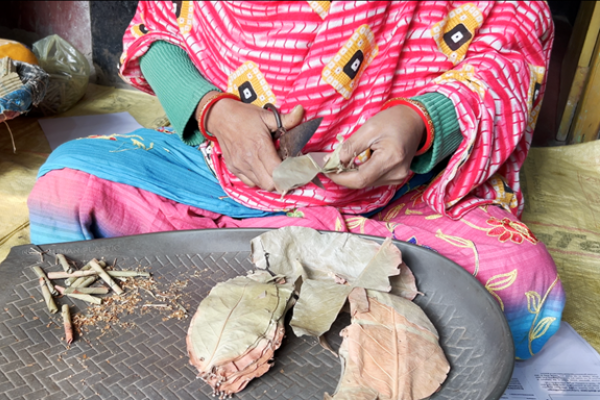 individual preparing cultural artifact