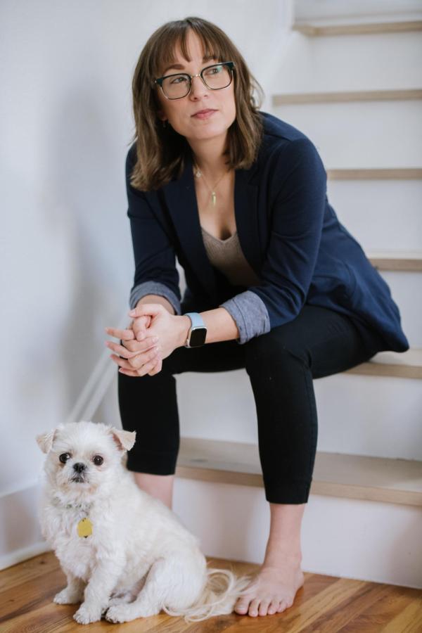 professor christine sargent with her dog