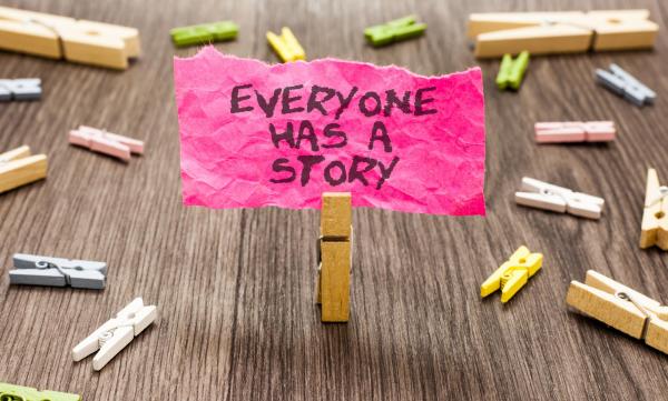 Image of a post it with words do you have a story to tell