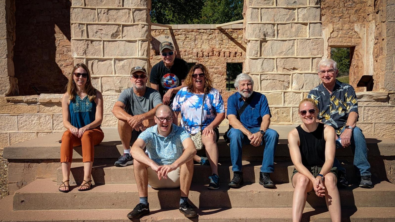 people sitting on steps