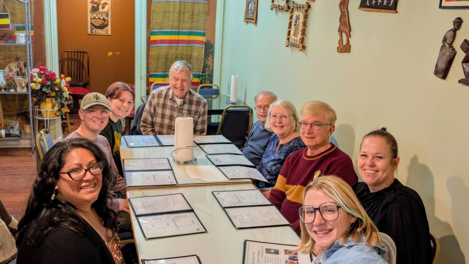 group at ethiopian restaurant