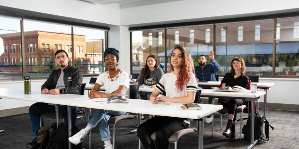 Students in a classroom.