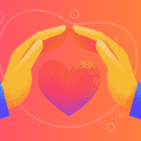 drawing of two hands holding a heart