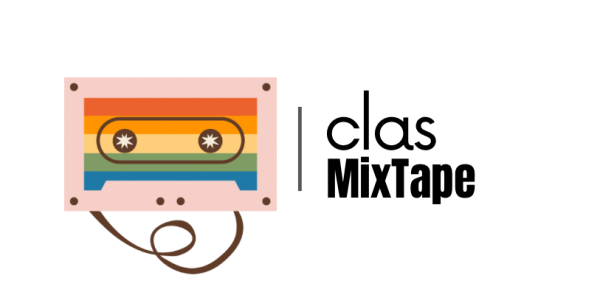 CLAS MixTape logo - a casette unspooling with CLAS MixTape next to it