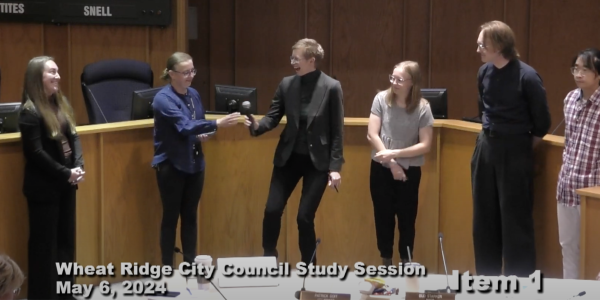 Amanda Weaver's Graduate Students from GES present at the Wheat Ridge City Council Test on video reads, "Wheat Ridge City Council Study Session, May 6, 2024"