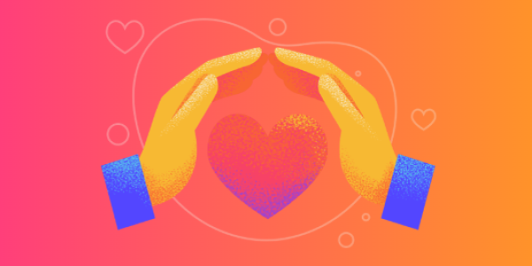 drawing of two hands holding a heart