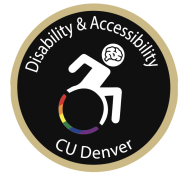 The Disability & Accessibility Operations Committee Logo featuring a figure who is utilizing a rainbow colored wheelchair