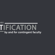 Adjunctification logo saying research and perspectives by and for contingent faculty