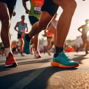 low-angle photograph of people running marathon