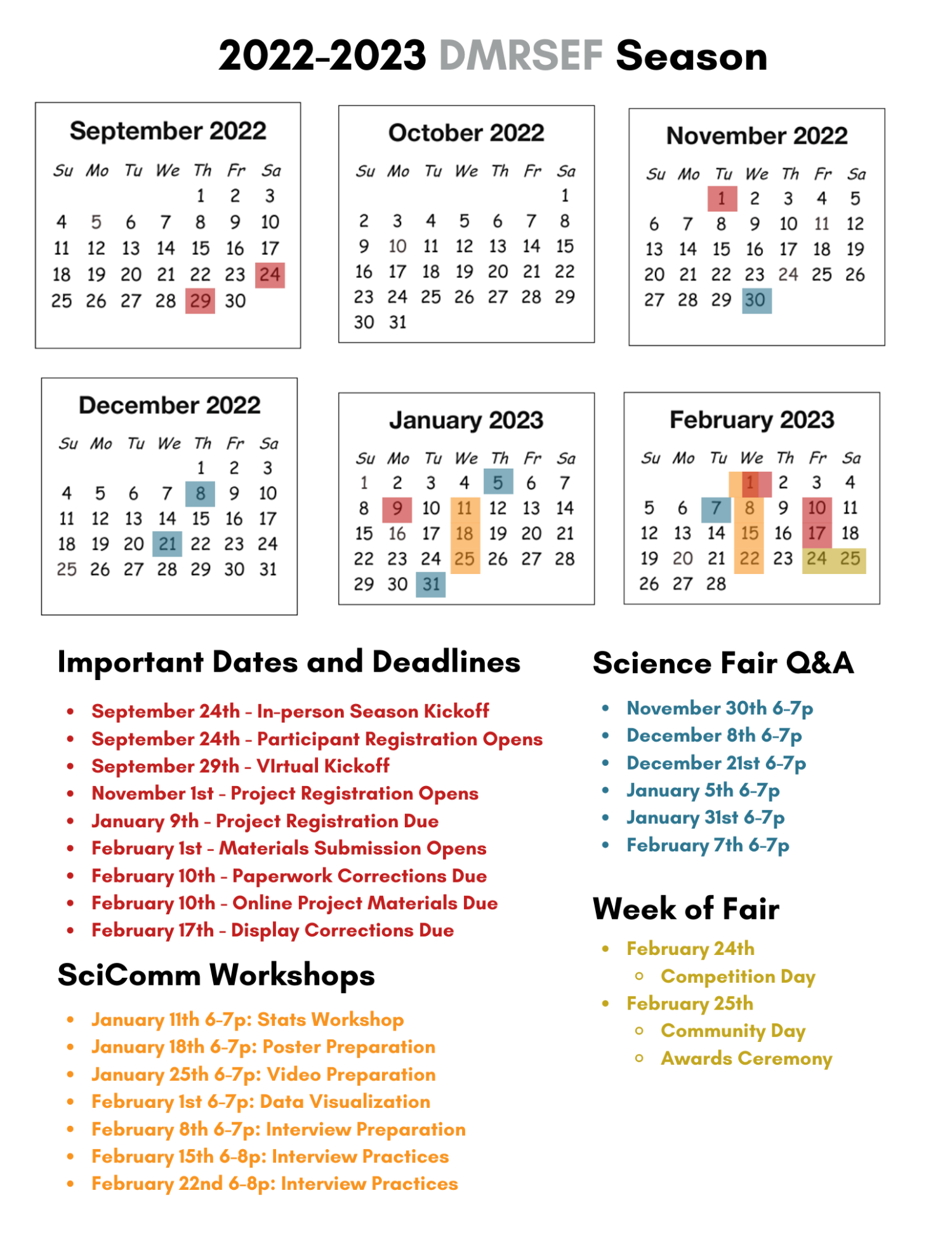2023 DMRSEF Schedule | CoorsTek Denver Metro Regional Science and