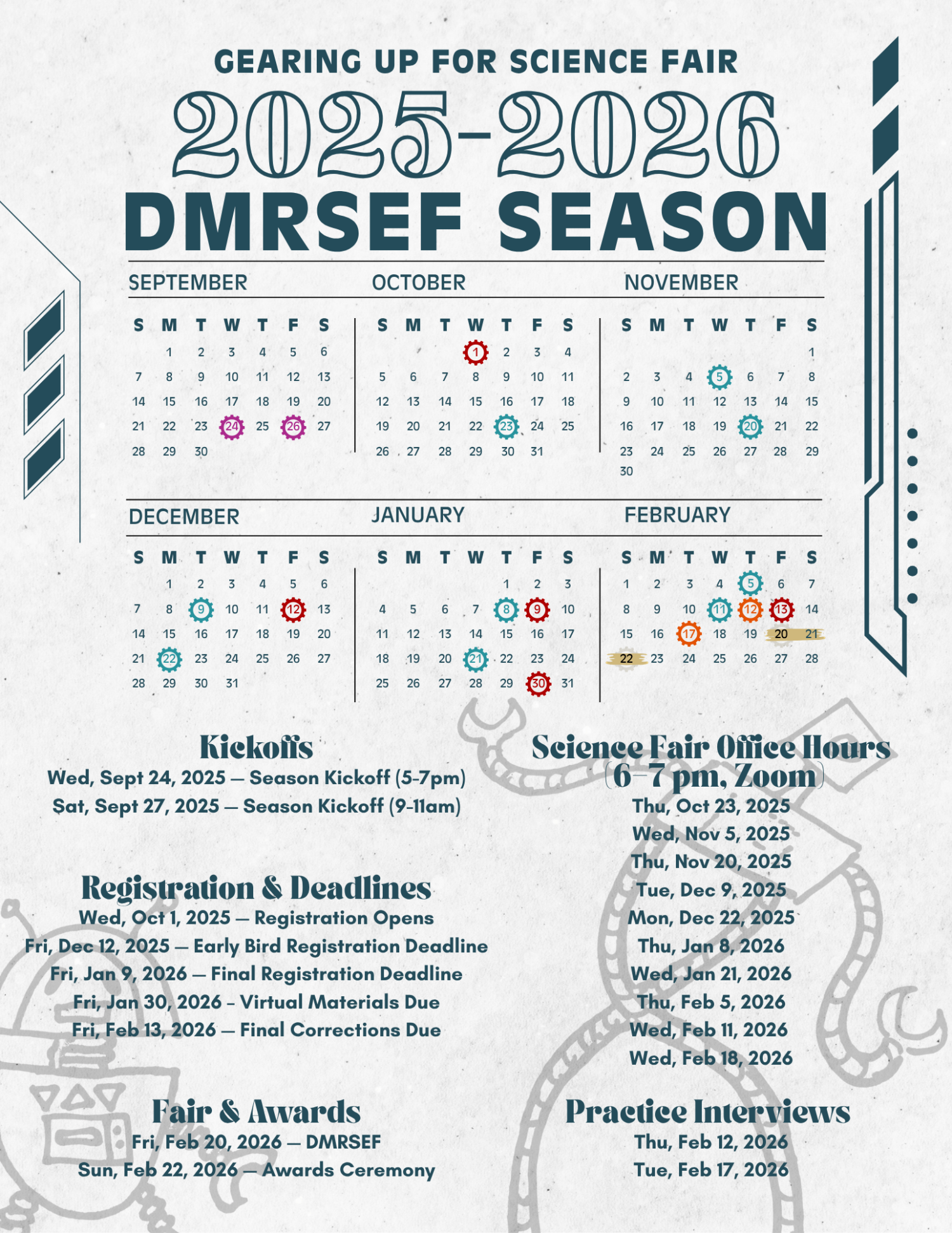 A calendar of all the events for the year