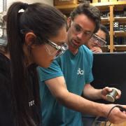 Students wearing safety goggles