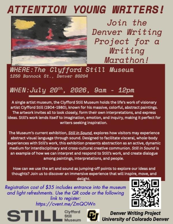 Writing Marathon for Young Writers at Clyfford Still Museum