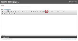 Use the Table icon in the WYSIWYG editor toolbar.