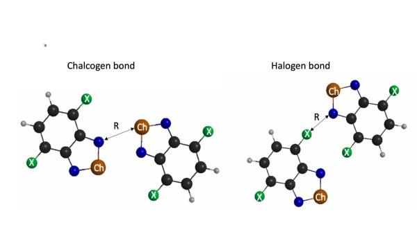 Chalcogen and halogen bond