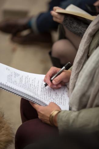 Students reading and taking notes