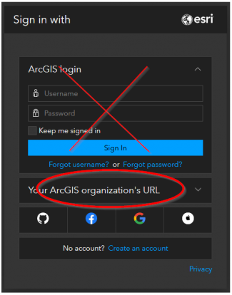 ESRI ArcGIS Pro enterprise login option