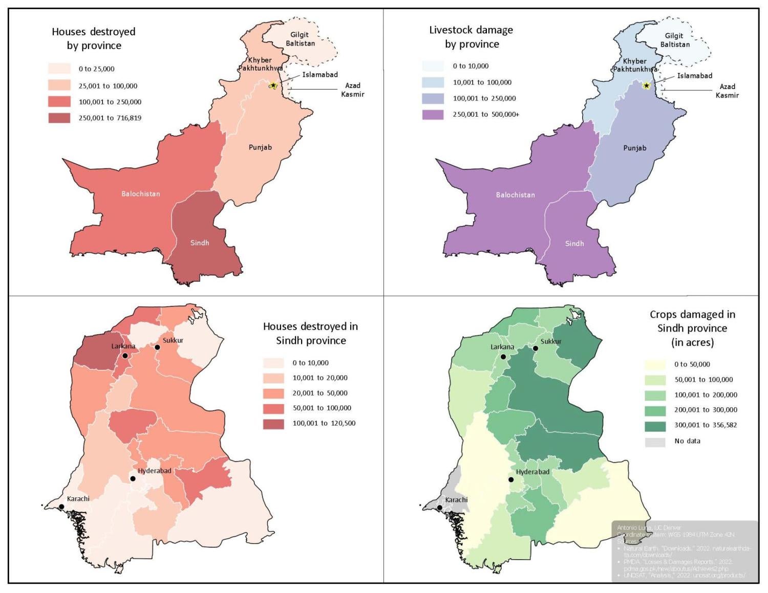  crops damaged in Sindh, green hues. A more detailed description of this map is available at the bottom of this page.