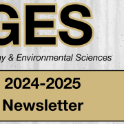 GES Geography & Environmental Sciences 2024–2025 Newsletter banner on textured background.