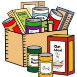 Animated image of a box filled with food donations