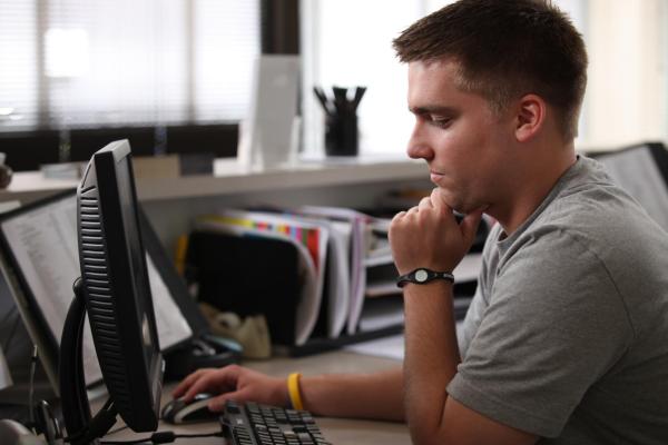 Student working on computer 