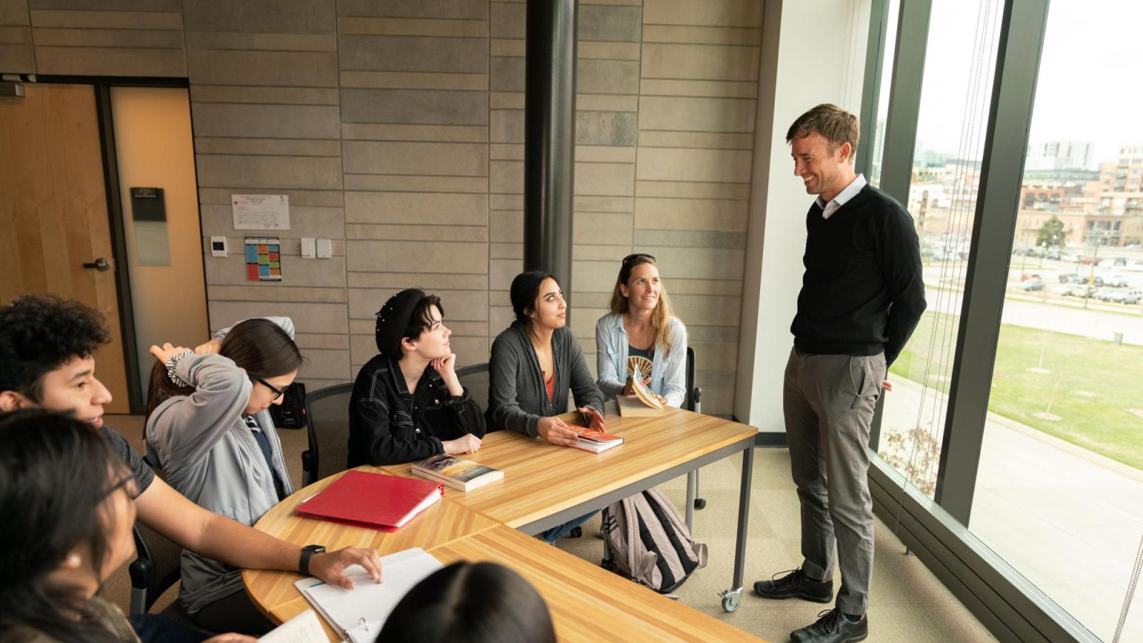 Dr. Stahl talking to class