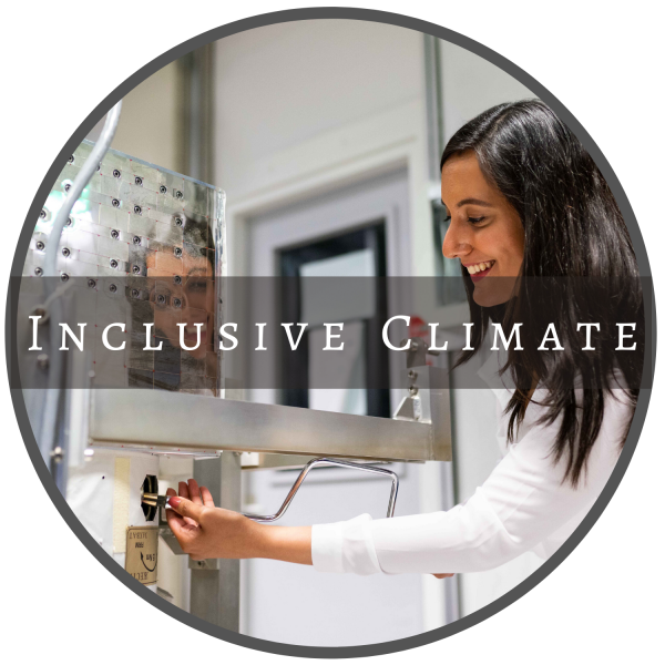 Inclusive Climate Modules Icon. Photo shows female scientist working in a lab.