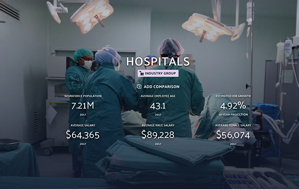 Link to Datausa.io. Explore Hospital related occupations