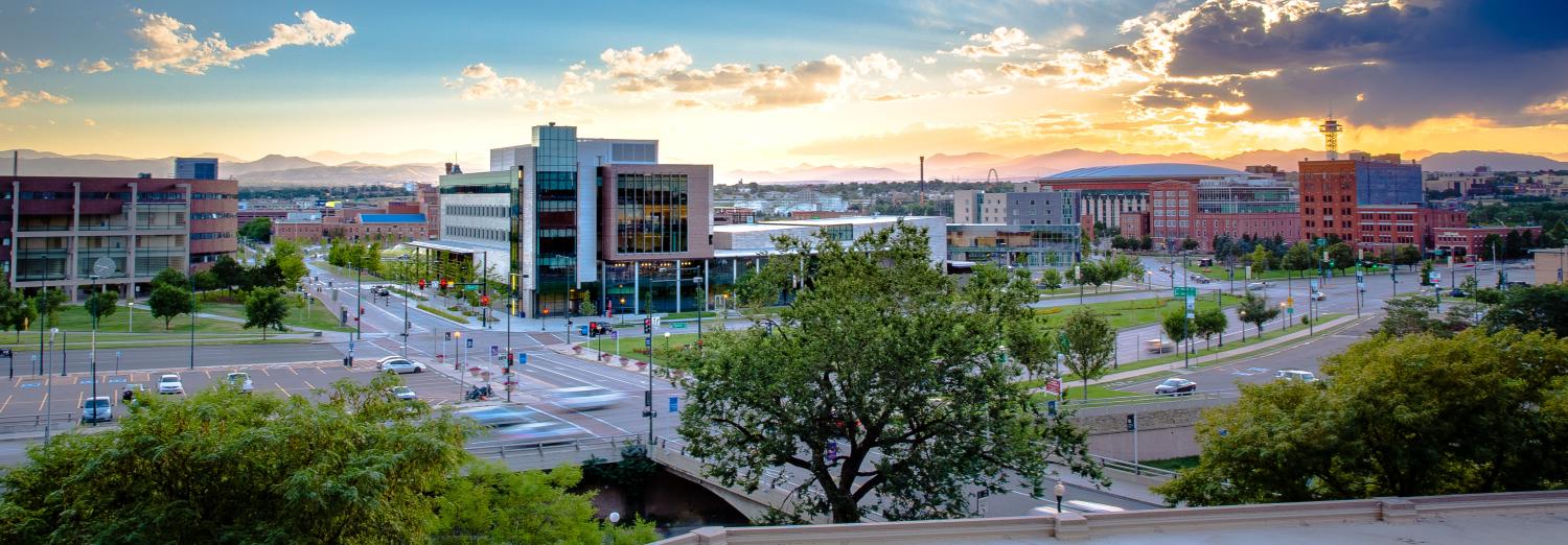 the view of campus with the mountains in the background