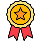 Cartoon image of a red award ribbon