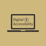 An icon of an open laptop with the words Digital Accessibility across the screen.