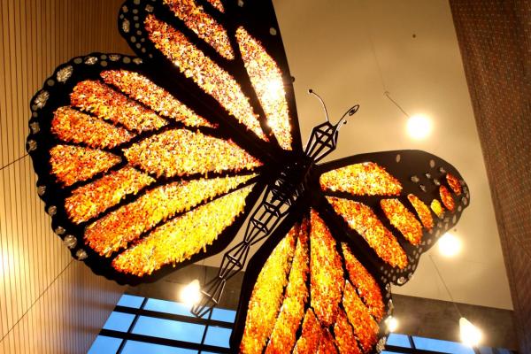 Butterfly sculpture in Science Building