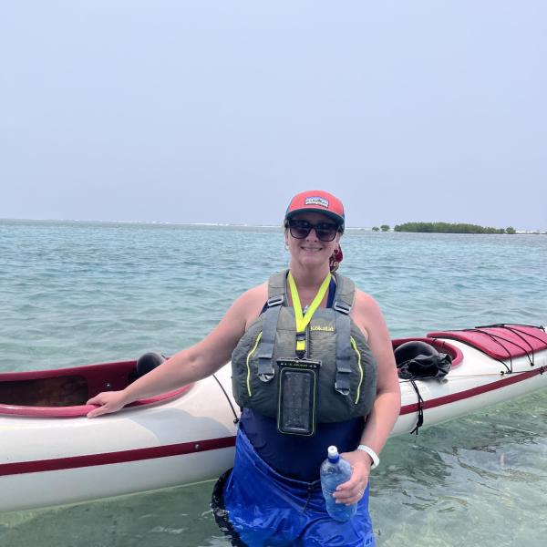 Dr. Hartley with her sea kayak.