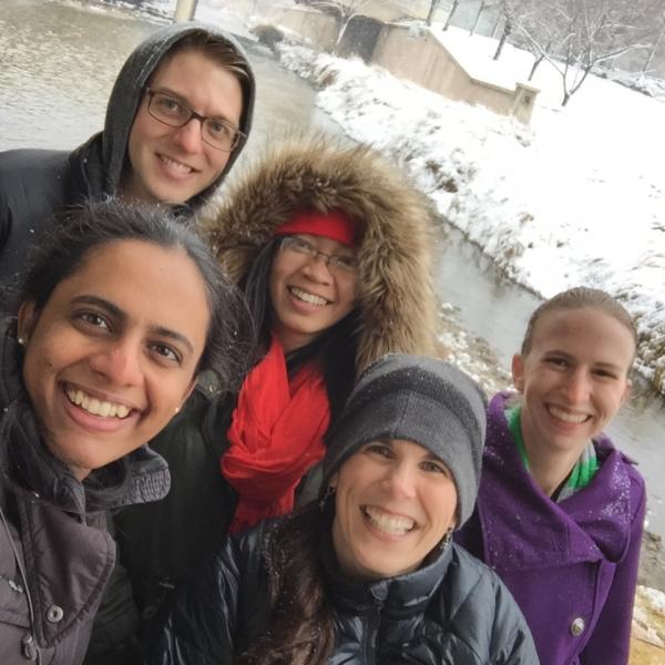 Group photo of the research team in the snow