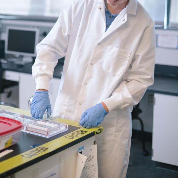 Student preparing for sample testing