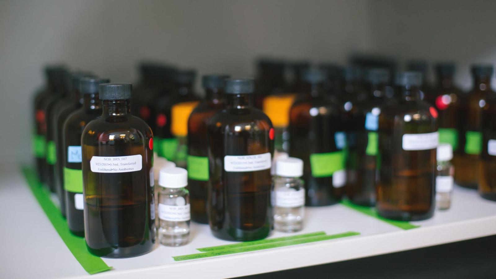 Research samples in bottles