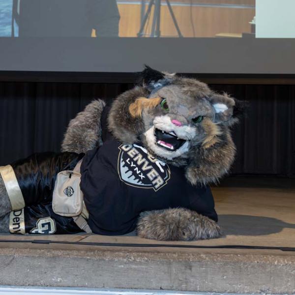 Milo lays down on stage.