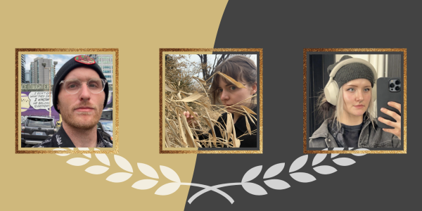 CU Denver Creative Writing Winners Michael Gilland, Maeve Camille, and Kapri Riley from the English Department