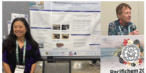 CU Denver Chemistry Faculty Dr. Susan Schieble (right) and staff Dr. Pamela Nagafuji (left) at the Pacifichem 2025 conference.