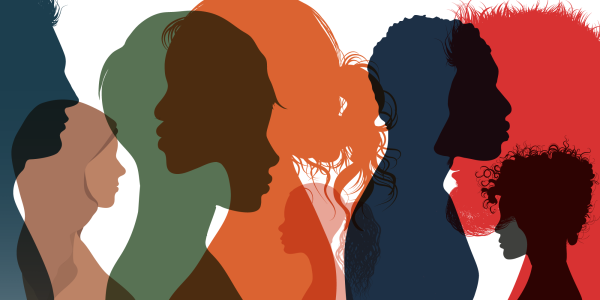 vector art of silhouettes of a diverse group of people