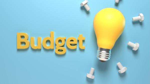 A lightbulb next to the word Budget to represent having ideas for the budget process