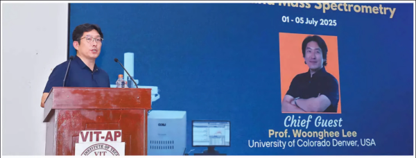CU Denver Chemistry Professor Woonghee Lee gives the keynote address at international workshop 