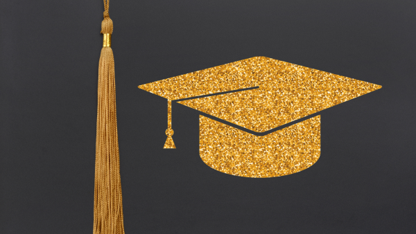Graduation cap in gold with tassel