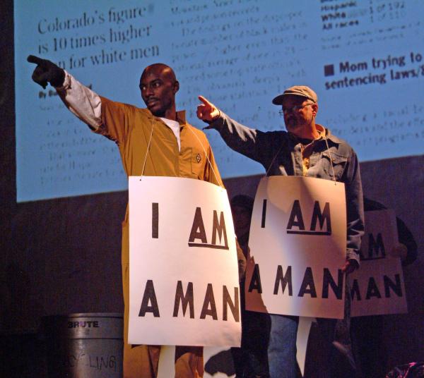 Romero Troupe Actor Points on stage
