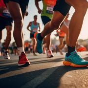 low-angle photograph of people running marathon