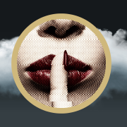 A "shh" gesture featuring a finger pressed against lips