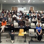 Faculty, Staff, and Students at the 2026 “Math Roadmap” Workshop Hosted by the CU Denver Chemistry Club in a classroom smiling. The room is full.