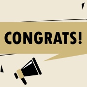 graphic with a word bubble saying congrats