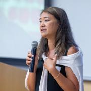 Vivian Shyu, PhD, director of education and training at CU Denver’s Center for Psychedelic Research, speaks to new faculty.