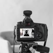 A photoshoot setup with icon of person to represent CLAS Professional Headshot Day